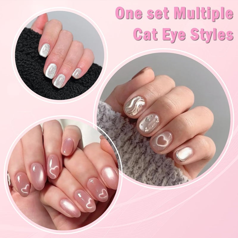 Allstarry Heart Magnet for Nails, 3 in 1 Heart Cat Eye Magnet for Nails Y Bear Bunny Shaped Guides with Magnetic Bead Flexible DIY Nail Cateye Magnets for Cat Eye Gel Polish Nail Art Salon - Image 5